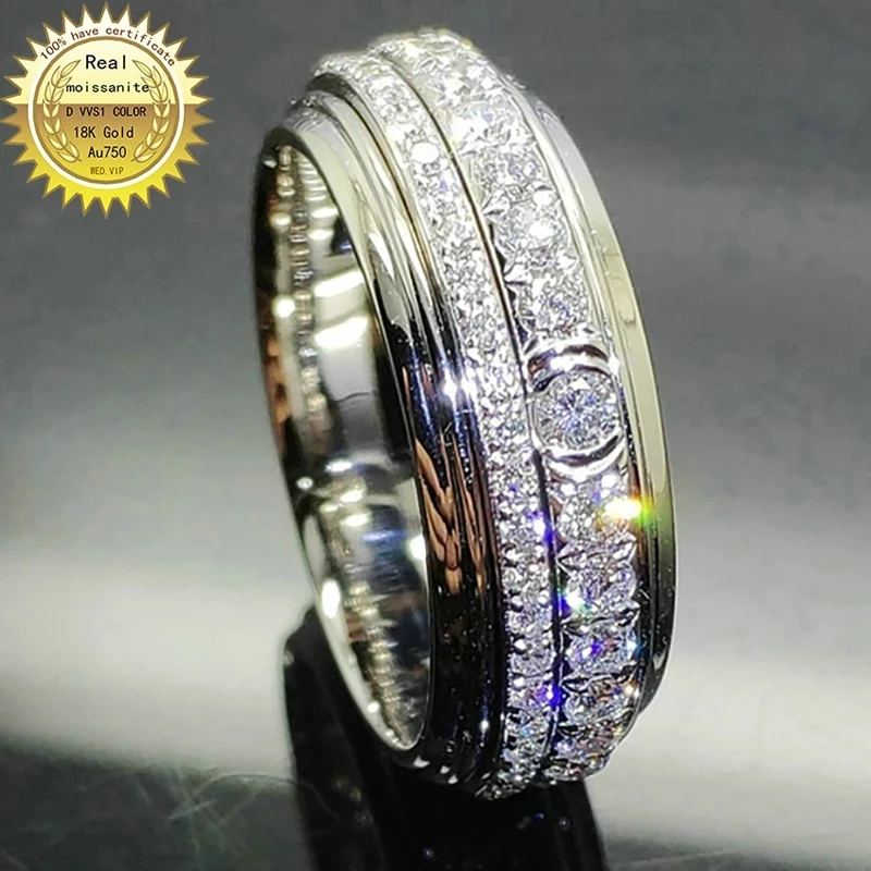 

100% 18K Au750 /14K Au585 / 9K Au375 White Gold Women Ring 1.8Carat Nature Diamond luxury with Diamond transfer Ring