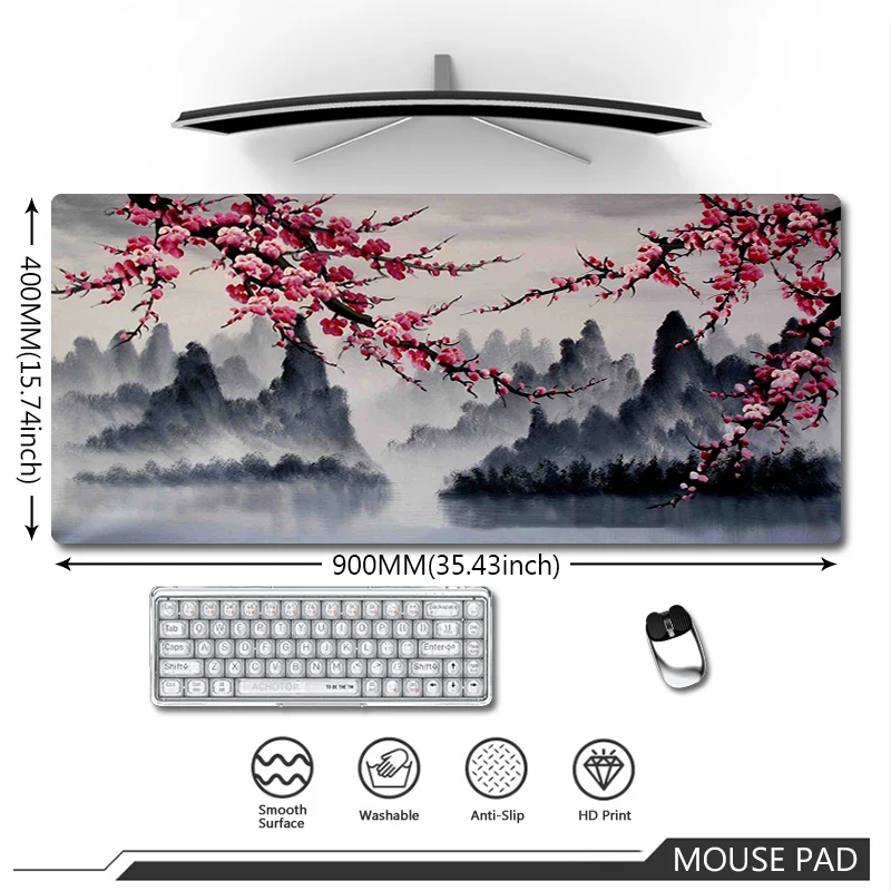 

Large Original Mouse Pad Cherry Blossoms Art Mousepad Keyboard For Computers Deskmat Speed Waterproof Mousepads Laptop Carpets