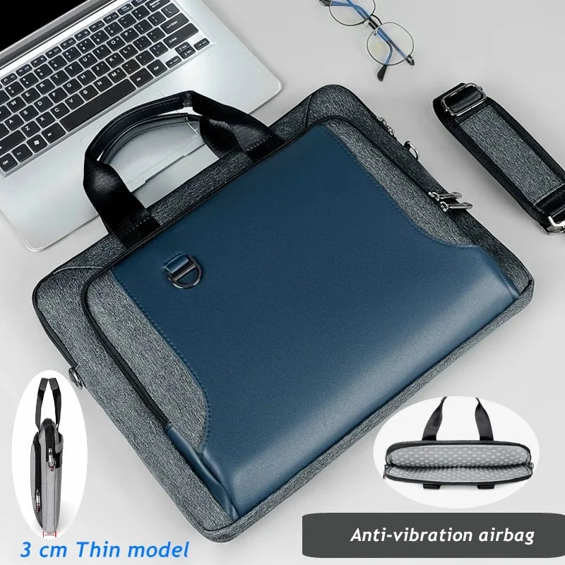 thumbnail image 1 of Bolso bandolera a prueba de golpes para ordenador portátil de 13,3, 14, 15,6 y 17,3 pulgadas, maletín para hombre y mujer, funda de hombro para ordenador portátil MacBook, envío directo, 1 of 5