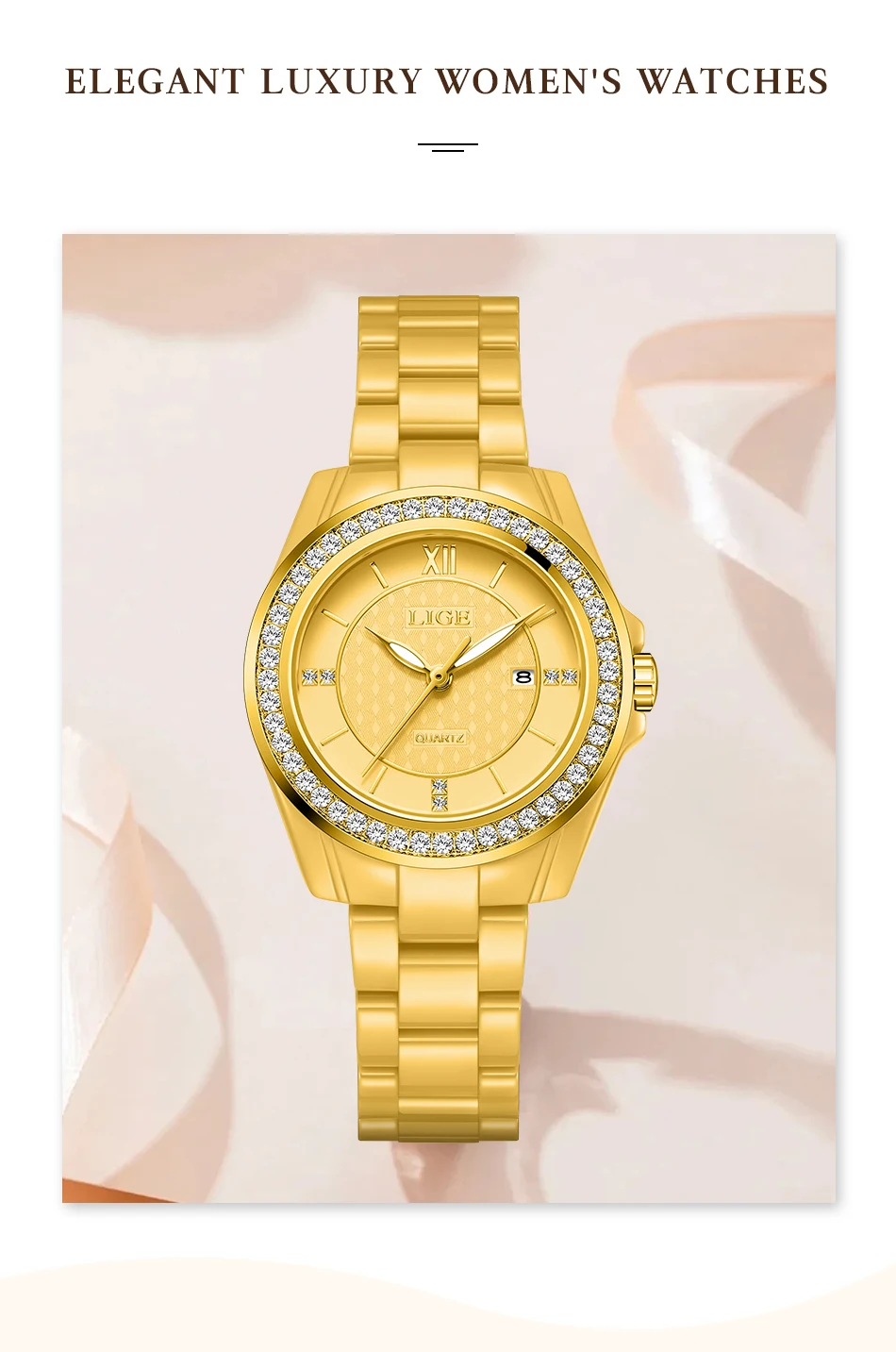 LIGE New Pink Watch Women Watches Top Brand Luxury Ceramic Watch Women Fashion Sport Waterproof Quartz Watch Female Montre Femme