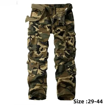 Pantaloni cargo mimetici da uomo Pantaloni da combattimento tattici multitasche alla moda Pantaloni casual da esterno larghi in puro cotone per uomo