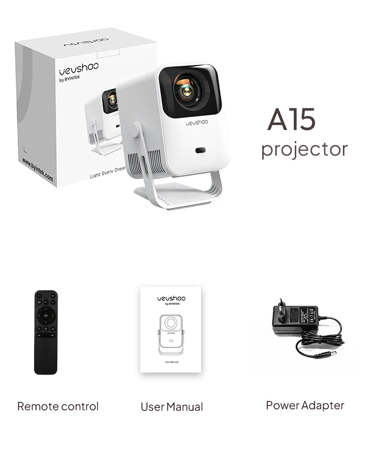 VEVSHAO A15 Auto Focus Android13 4K Projector مع W...
