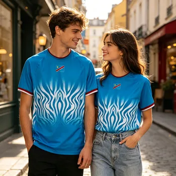 Season Congo Blue Football Jersey Congo National Team Jersey 2026 New Men/women Summer Sports Quick Drying Short Sleeved T-shirt 1