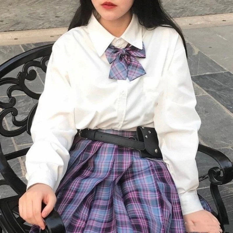 Japanese School Uniform Jk Plaid Skirt Plus Size S-8xl E-sports Girl Suit Shirt College Pleated Three-piece
