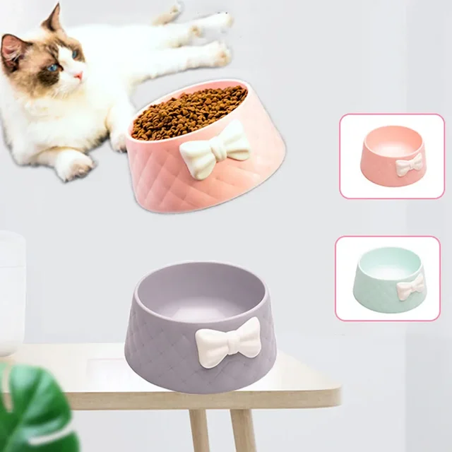 Pet Dog Food Bowls ,Lovely Bowknot Puppy Feeder Dish Bowl,Feeders Bow Cat Bowl For Water Sweet Princess Pet Feeding Bowls миски 3
