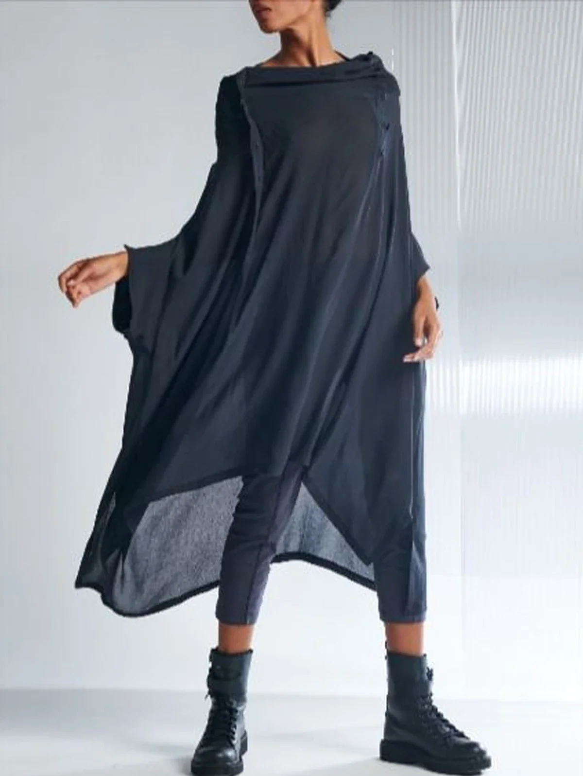 

Irregular Hem Elegant and Pretty Women's Dresses Summer Clothing Casual Plain Cowl Neck Half Sleeve Fashion Long Dress 2024