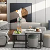 Coffee Table Set of 2, Modern Black Wooden Side Table, Metal Frame Square End Table, Center Tables,Nesting Coffee Table for 5