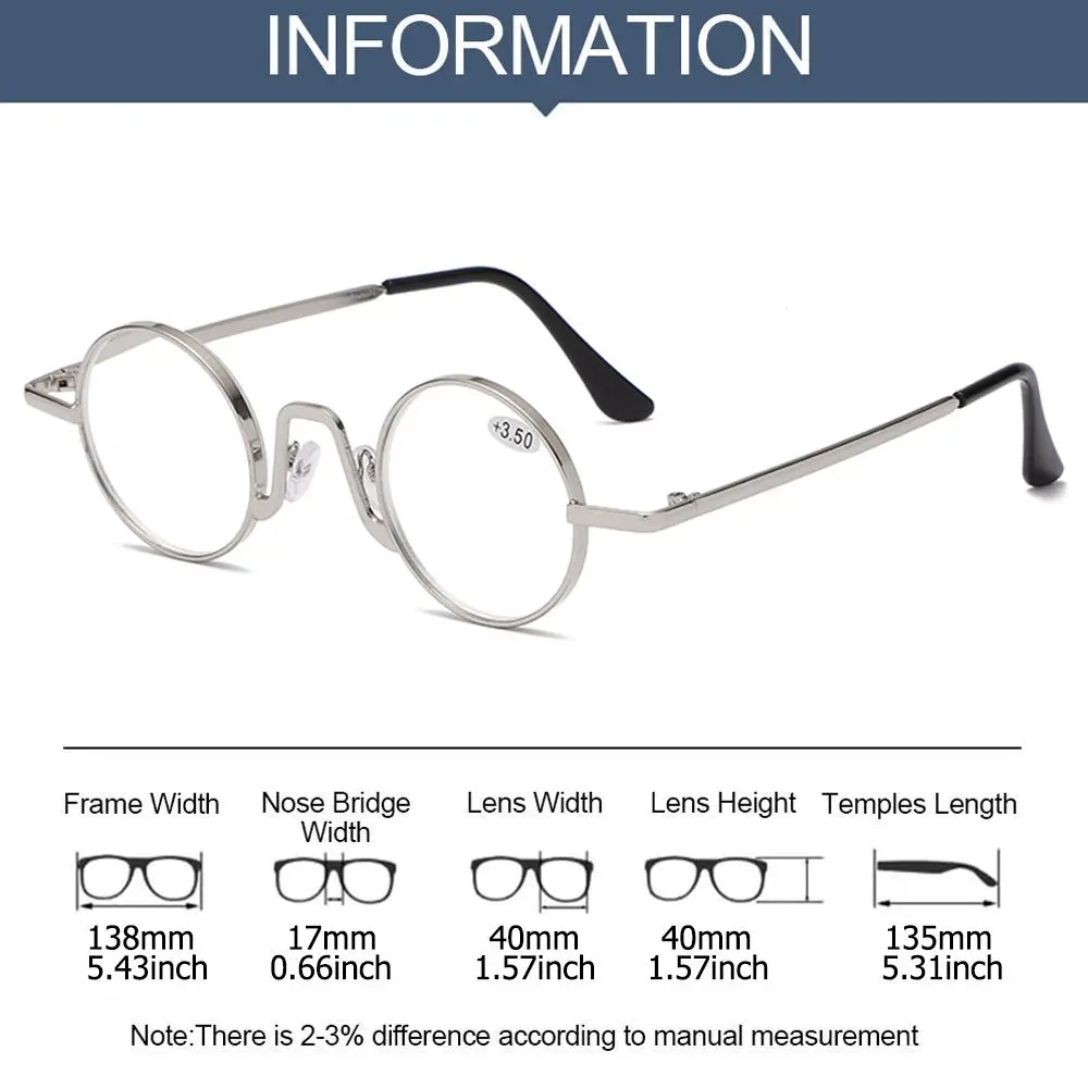 Classic Anti-blue Metal Reading Glasses Women Round Anti-fatigue Presbyopia Eyeglasses Blue Light Computer Grade Glasses