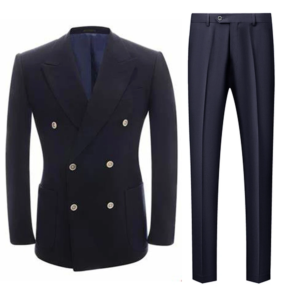 

Men's Suit Two Pieces Double Breasted Buttons Peak Lapel Tuxedos for Prom Business