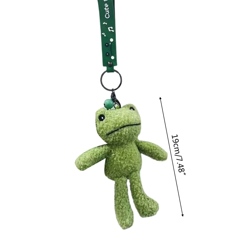 Porte-clés vert en peluche pour grenouille, pendentif à dessin animé pour fille T