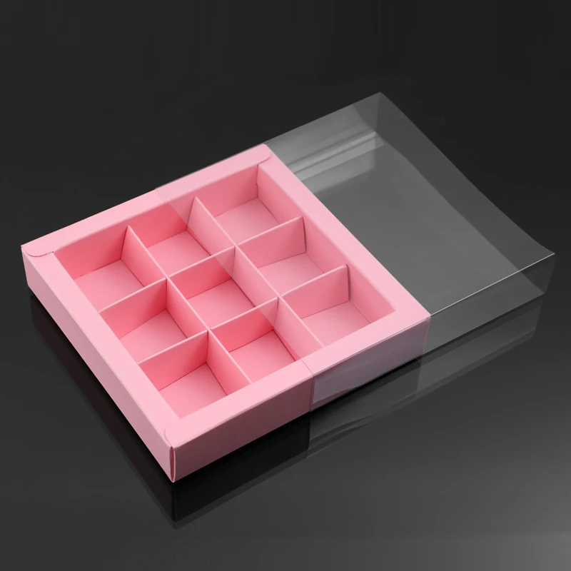 10PCS Chocolate Macarons and Mooncake Boxes with 4/9 Grid Inserts, PVC Transparent Wind... - SKU TWGP1111 - UGI Packaging