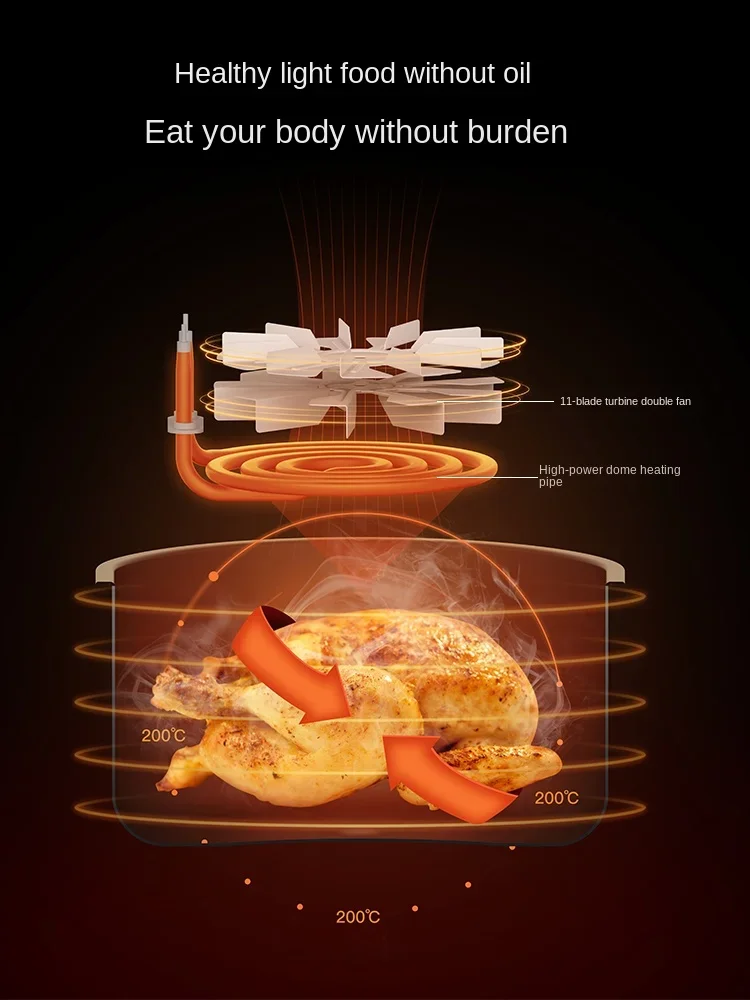 Deerma Oil-free Air Fryer Household Appliances Intelligent Large Capacity Automatic Multi-function Chip Machine Touch Screen 3