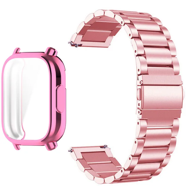 Fashion Set: Full TPU Protective Case with Stainless Steel Metal Strap