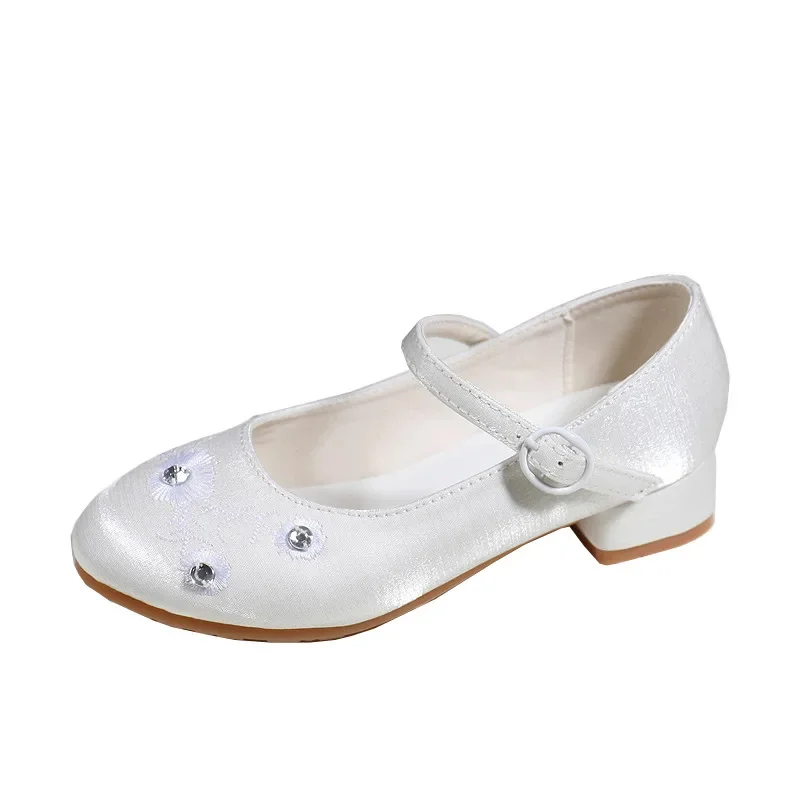 

Girls Performance Shoes Bling Princess Dance Shoes Ankle Strap Sandals for Baby High Heels Dress Shoe Crystal Children Show