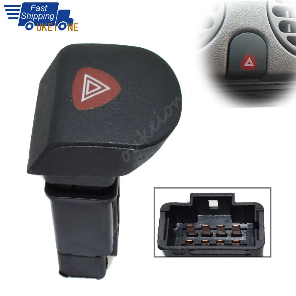 Hazard Warning Light Switch For Renault Kangoo (1997+) – 8-Pin Black, Parlex AN-757B