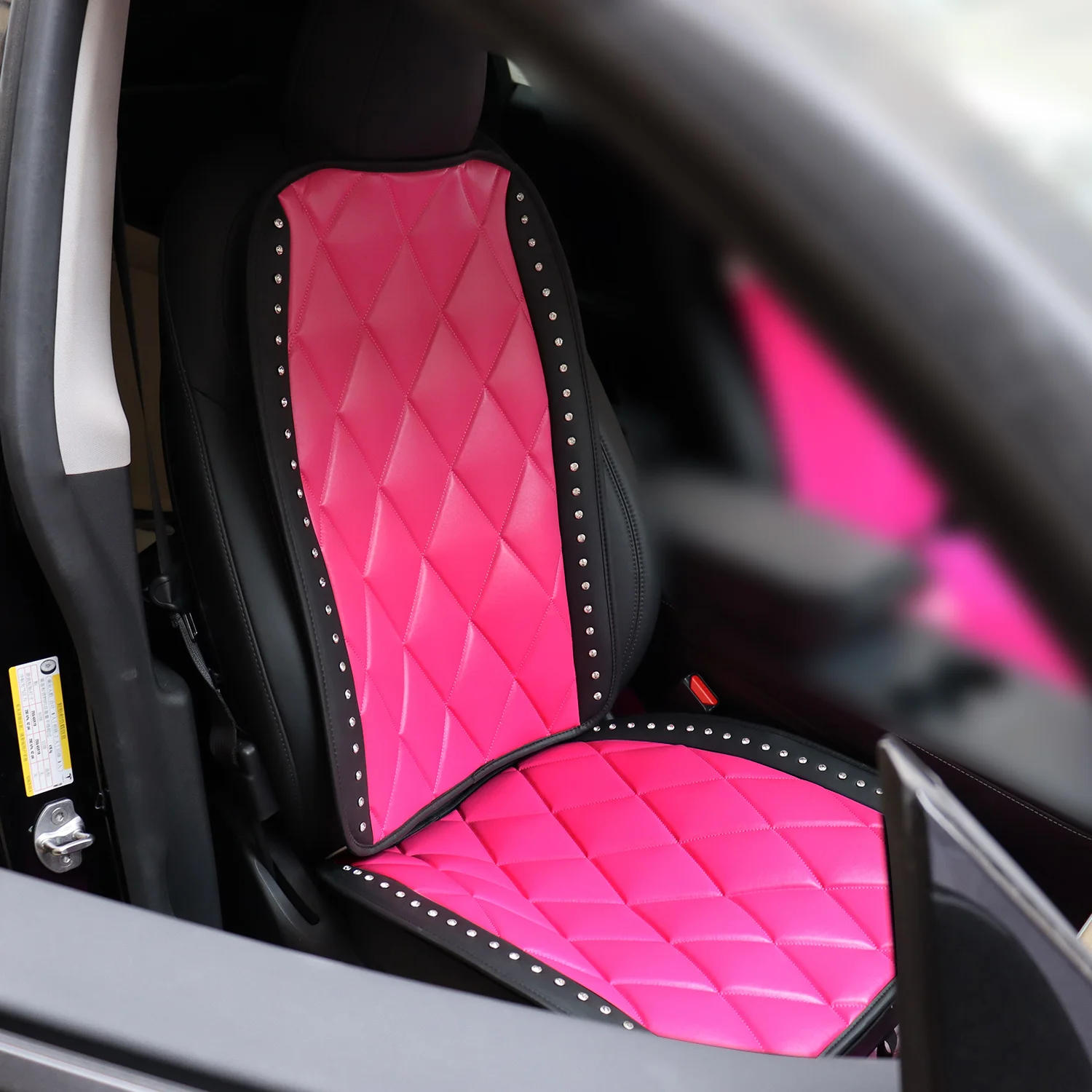 kroon roze lederen autostoelkussens matten interieuraccessoires hoezen rose| | -