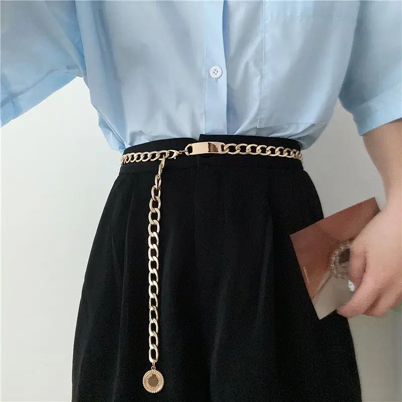 Alloy Chain Belt for Women Luxury Designer Brand Waist Strap Lady Girl Dress Jeans Trousers Decorative Accessories