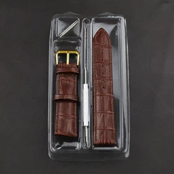 Premium Genuine Leather Watch Strap in Green, Purple, and Blue with Gift Box - 22mm (Brown - gold)