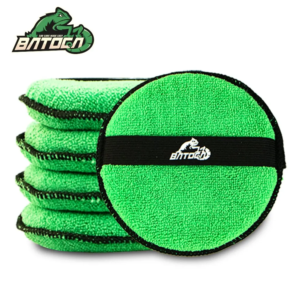 5 Piece Microfiber Car Wax Applicator Pad Belt Design for Easy Control to Apply Wax and Polish 5inch