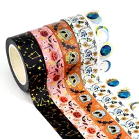 NEW 1PC 10M Deco Mushrooms Leaves Pumpkin Ghost Moon Gold Foil Halloween Washi Tape Set for Planner Masking Tape Cute Stationery 2