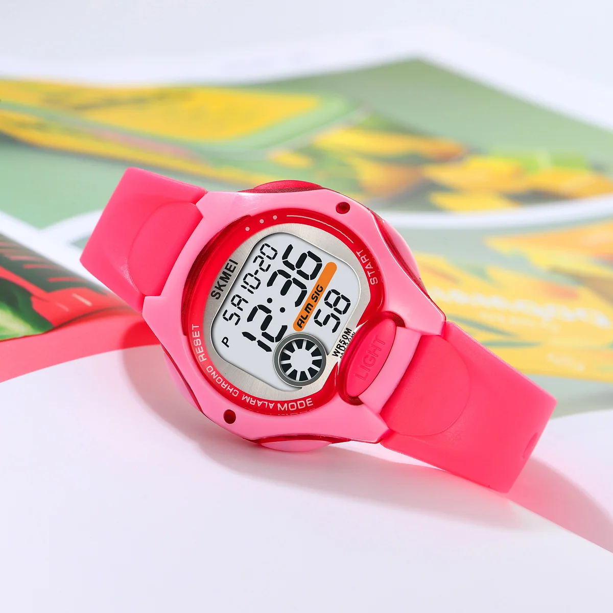 SKMEI 2024 LED Light Digital Children Sport Watches Stopwatch Calendar Clock 3Bar Waterproof Kids Wristwatch For Boys Girls