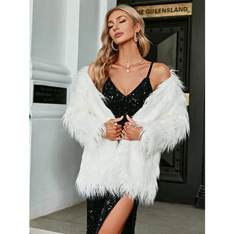 

4XL Fur Overcoat Winter Spring European 2024 American Vintage Plush Coat Female Jacket Mid Length Long Sleeve Outerwear Tops