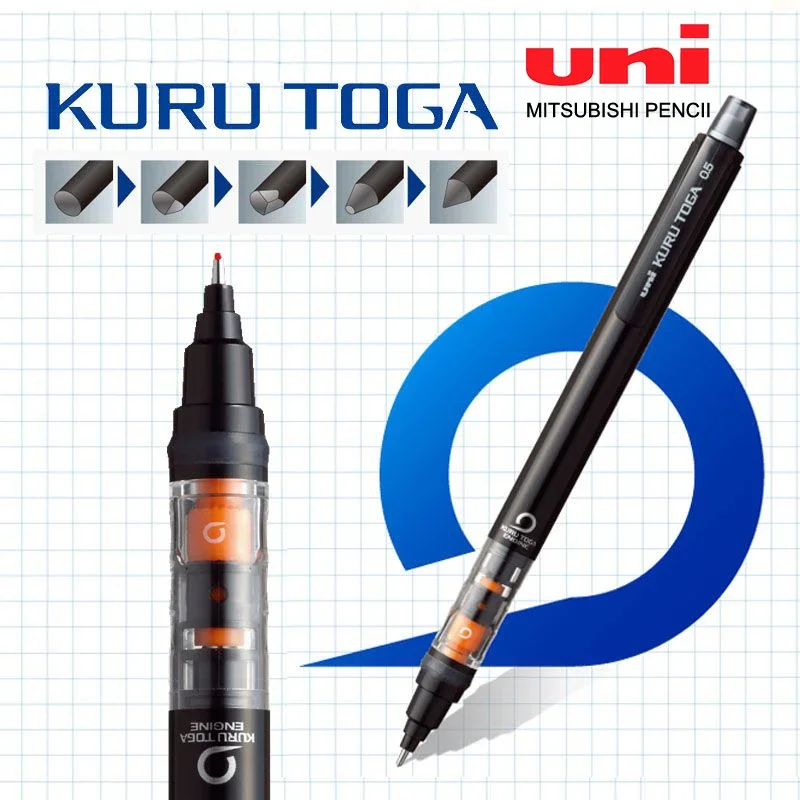 Mechanical Pencil UNI Kuru Toga M5-452 0.5mm Low Center of Gravity Automatic Rotation School Supplies