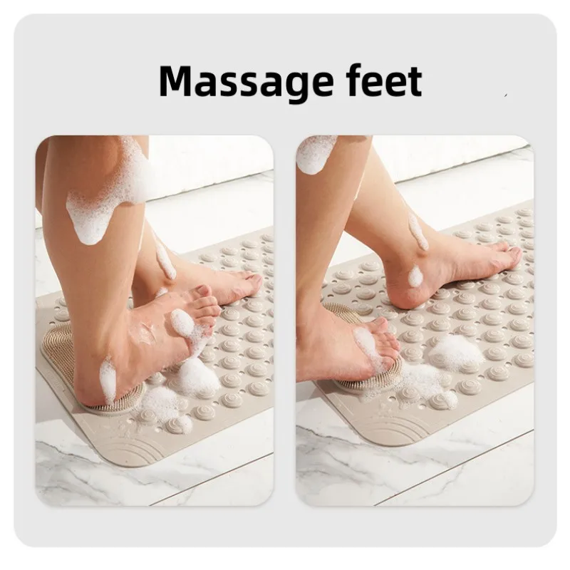 Non-Slip Bathtub Mat PVC Safety Shower with Drain Hole Bathroom Mat Creative Massage Foot Easy To Clean Bathroom Accessories