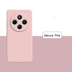Elegant Original Square Silicone Phone Case - Durable and Stylish Back Cover  Carcasas for Redmi 14C (Sakura Pink)