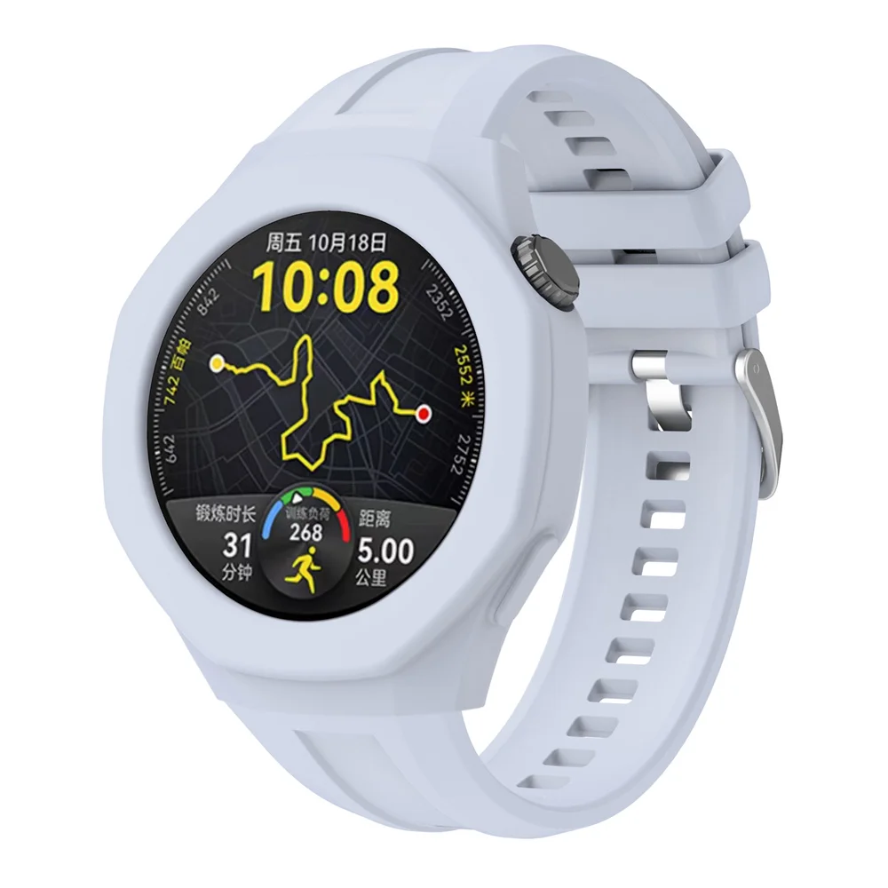 Silicone Watchband with Silvery Buckle and Case Decoration - Soft and Stylish Strap