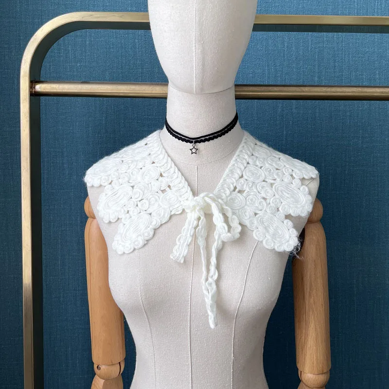 

Woman Bowknots Fake Collar Shawl for Women Lapel Shirt Detachable Collar Clothing Accessory False Collar Girls White Fuax Cols