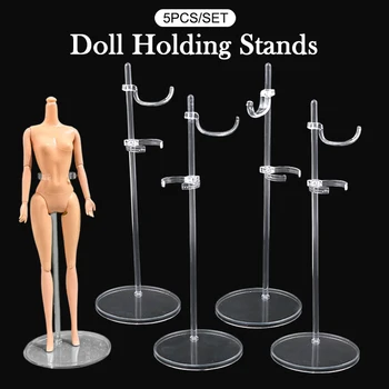 5Pcs Doll Holding Stands Dollhouse Adjust Universal Doll Display Rack Transparent Racks Mannequin Model Stand Doll Dress Support