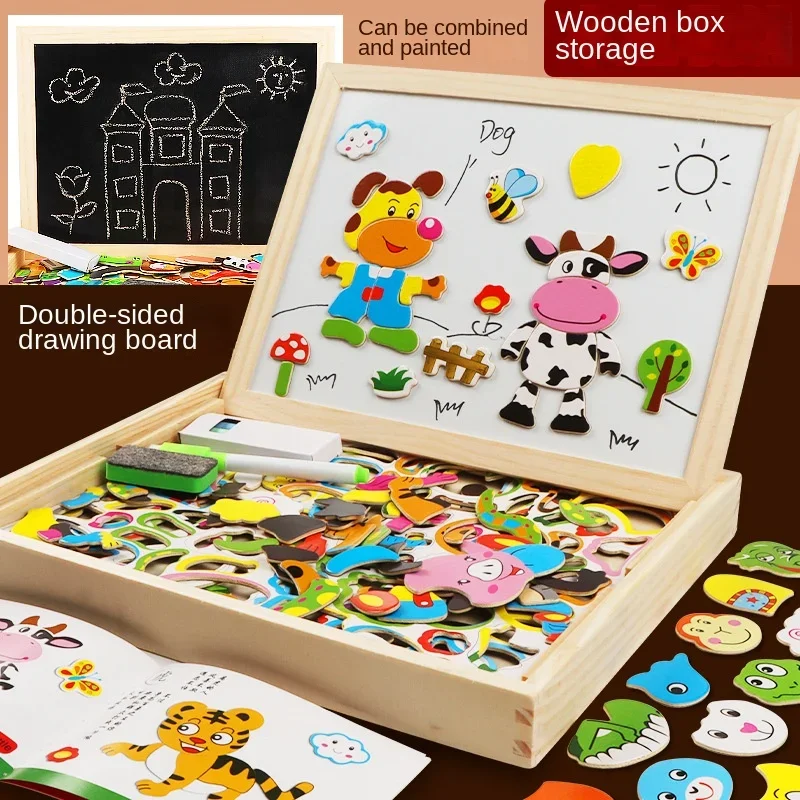 Wooden Jigsaw Puzzle Toy Children's Preschool Drawing Board 3.4.5 Years Old Kindergarten Montessori Toy Gift Birthday