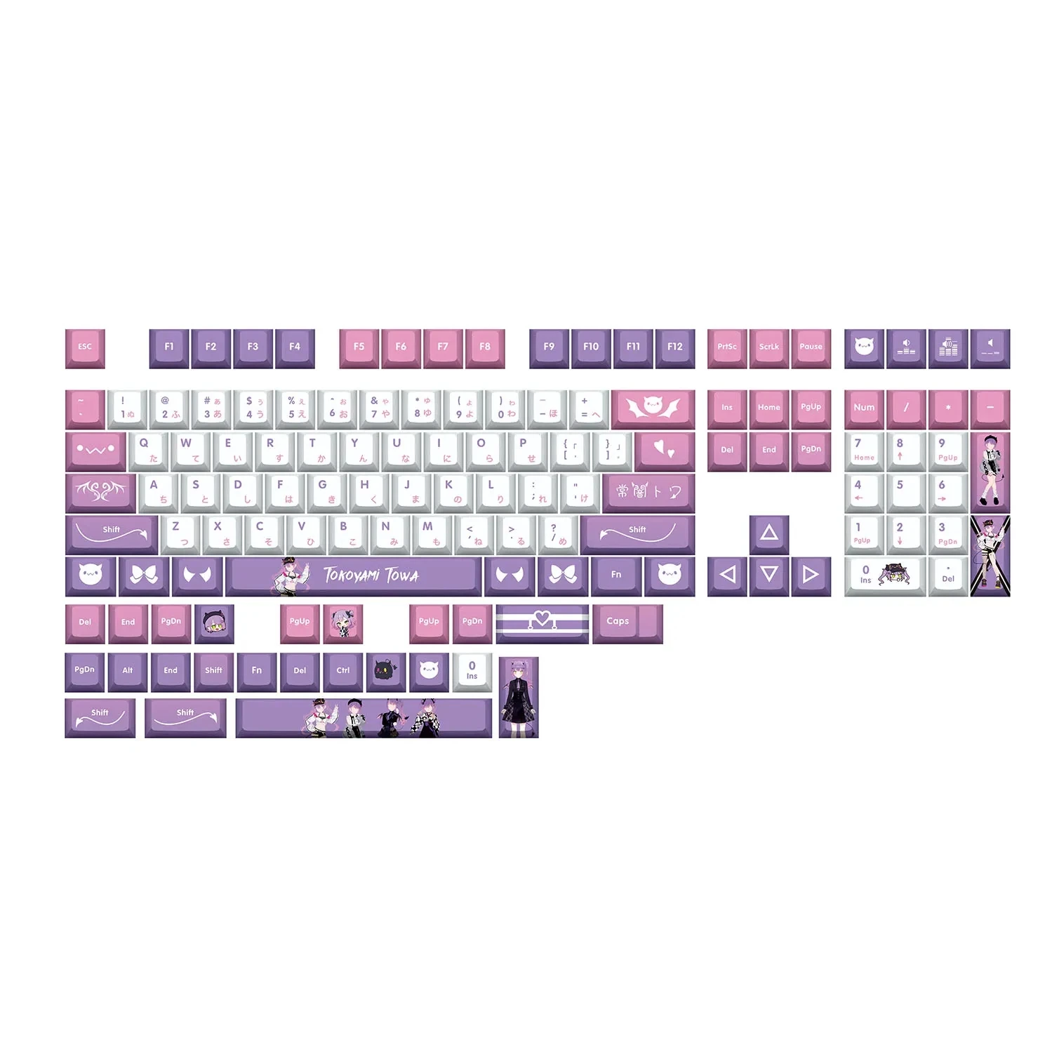 Tokoyami Towa Key Cap Hololive Vtuber Key Cover Pbt Dye Sublimação Cherry mx Cross Axis Switch Keycap para Teclado Mecânico - Imagem 4