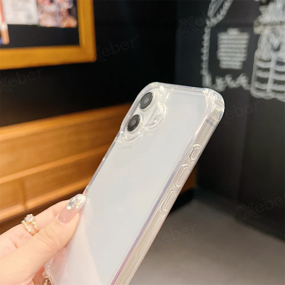 Étui de téléphone transparent avec lanière et collier en bandoulière pour iPhone 15 16 14 Pro Max 14 13 12 11, housse de protection antichoc à coussin d'air_voghion.com