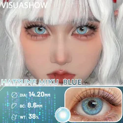 VISUASHOW Lovely Blue Colored Contact Lenses: Soft, Anime Cosplay & Cyber Cute Style for Costume Makeup & Parties (Hatsune Miku Blue)