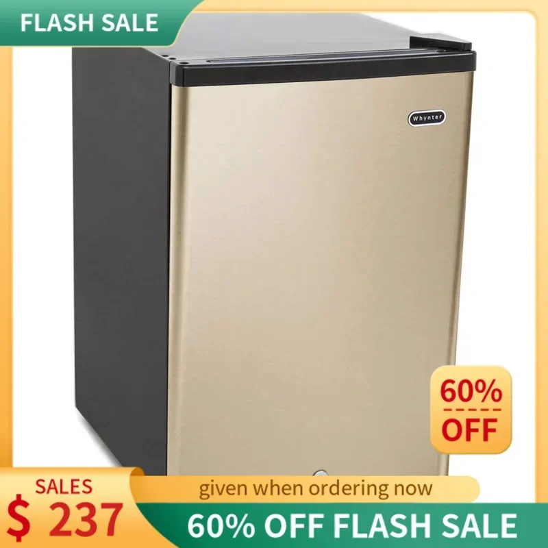 QWWhynter CUF-210SSG 2.1 cu.ft Energy Star Upright Freezer with Lock in Rose Gold
