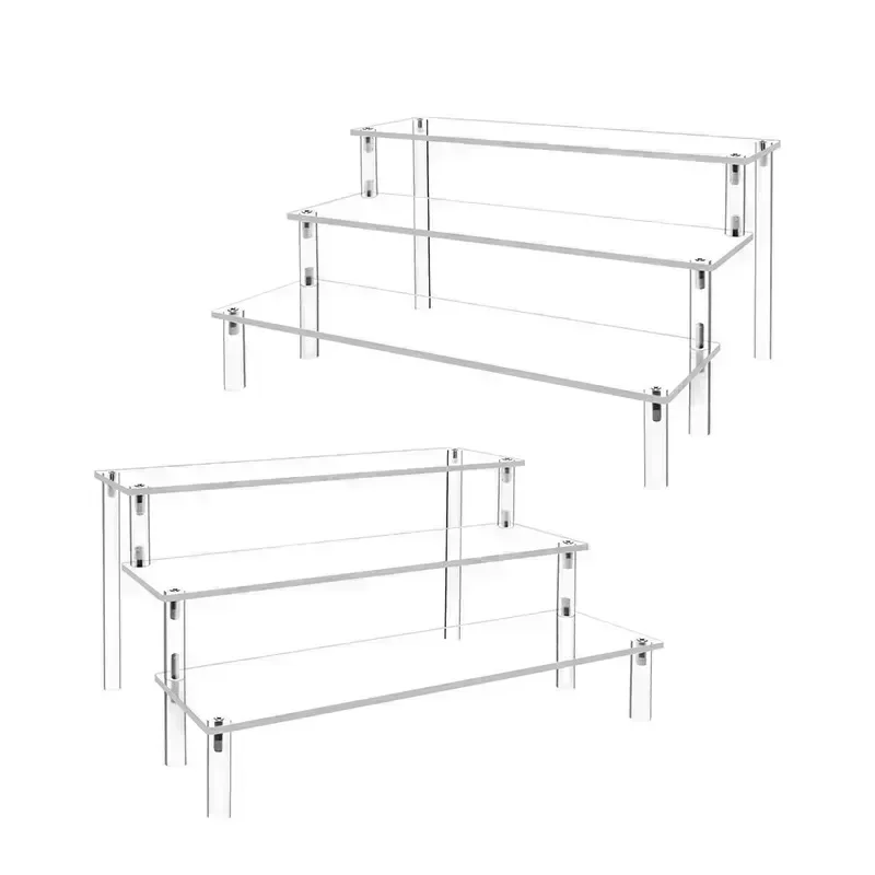 1-4 Tier Acrylic Display Stand Clear Display Riser Rack for Cupcake Perfume Doll Décor Organizer Amiibo Funko POP Figures DC05