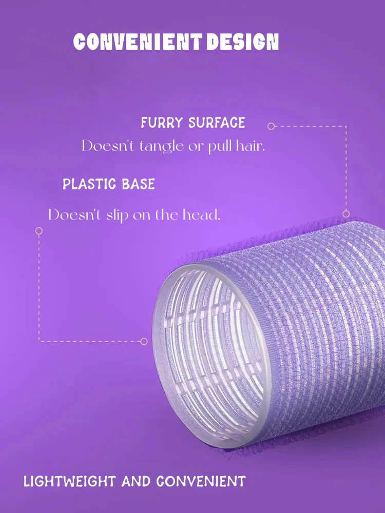 Self-Grip Hair Rollers Heatless Hair Curlers No Heat Bangs Volume Self-adhesive Hook Curlers DIY Styling Tool 1bag