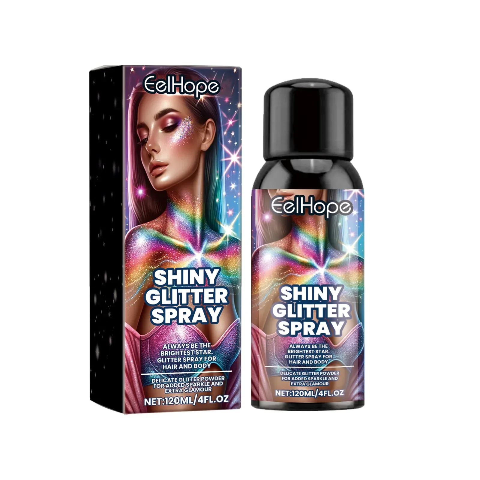 Eelhope Stage Makeup Glitter Spray Ball Festival Atmosphere Carnival Hair and Body Highlighter Glitter Spray Festival Makeup 6