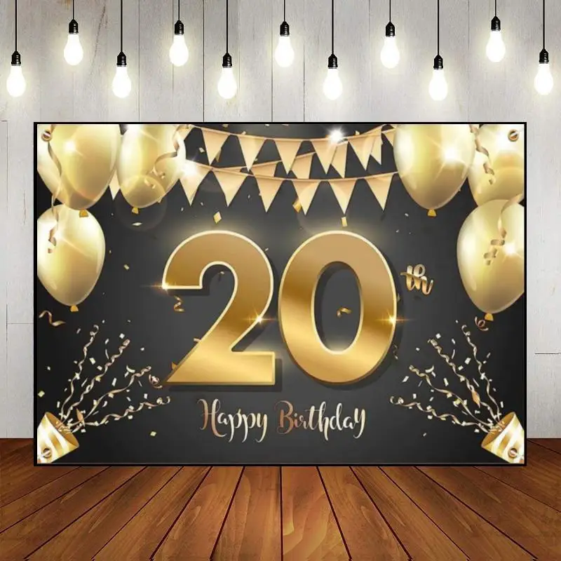 Happy 20Th Birthday Banner Sfondo Zainetto Decorazione Bambini Ragazzo Fotografia Fondali Red Hotwheels Palloncino Vintage