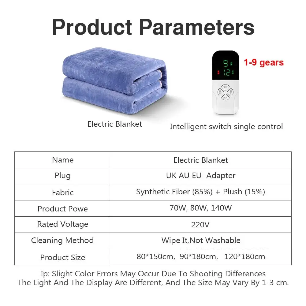 Description Picture 2 of item220V Electric Blanket Sheet Intelligent Control Thicken Security Electric Heating Thermostat Blanket Body Warm Electric Mattress