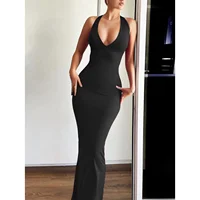 Sexy Slim Fit Backless Strapless Dress Spring Summer V-neck Gown Sleeveless Cross-Border Fashionable Evening Party Dress
