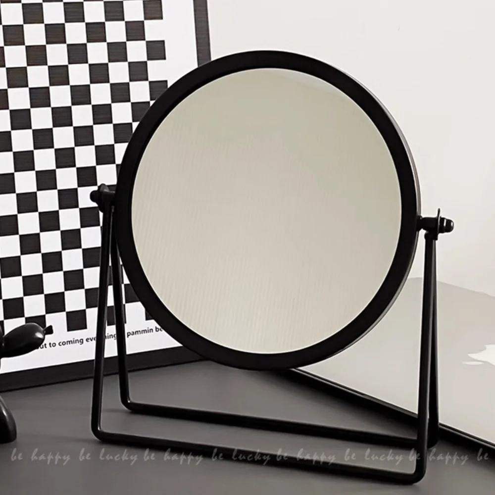 Retro Europe and America Metal Vanity Mirror Desktop Makeup Round Mirror Portable Household Rotating Dressing Mirror for Girl