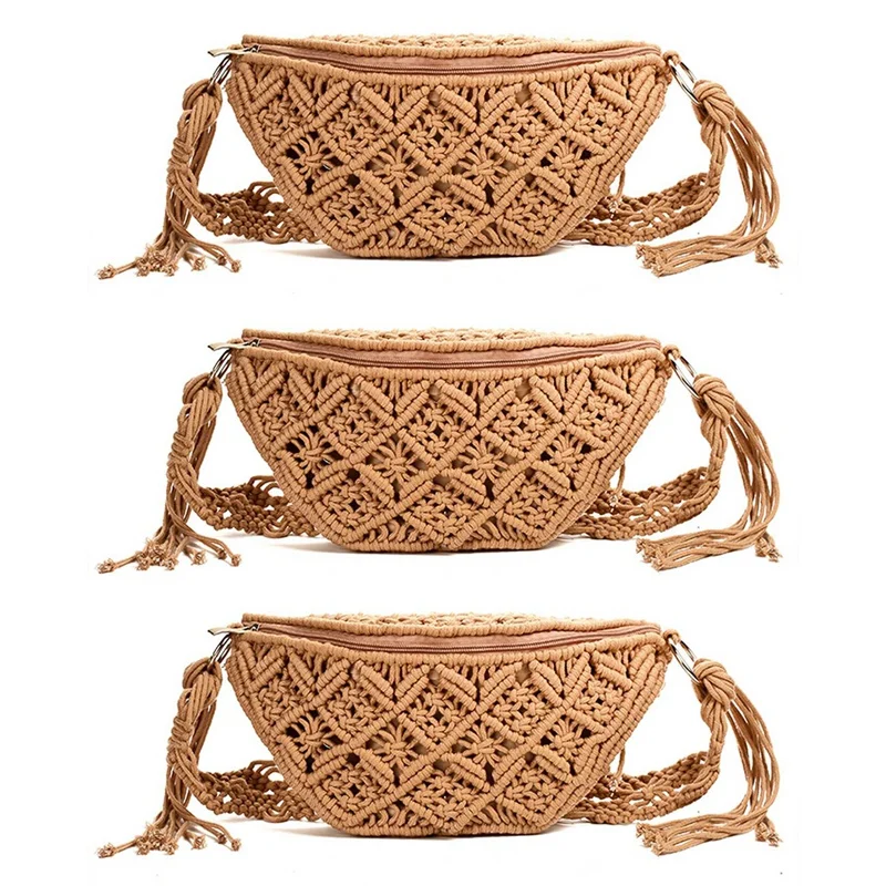 

3X японская соломенная сумка, портативная плетеная Сумка из ротанга, модная универсальная плетеная Сумка, поясная сумка, нагрудная сумка B