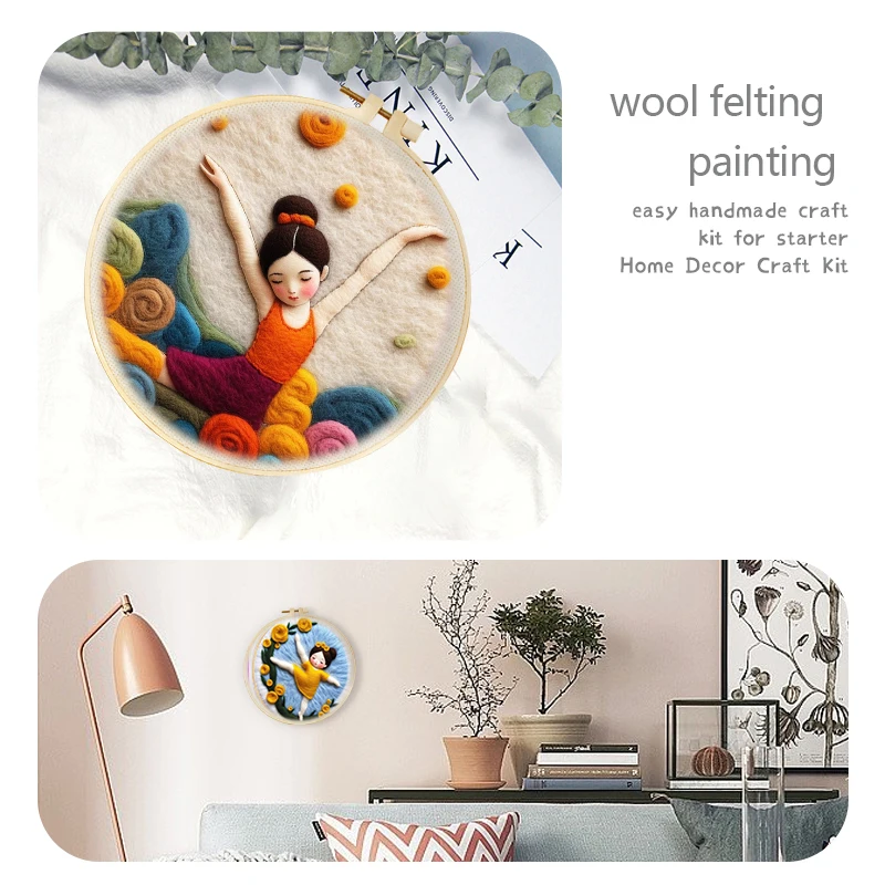 GATYZTORY Needle Felting Painting Kit Wool Felting Starter Kit Needle Girl Picture Supplies DIY and Decor