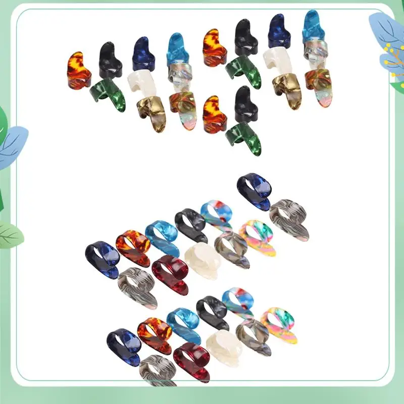 SYDS Finger Picks, Medium, Flat Thumbpicks, Celluloid Guitar Finger Picks (24 Pieces Picks)