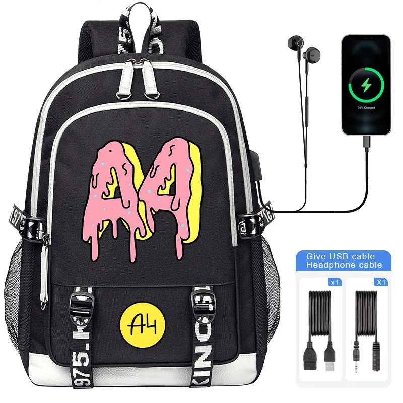 

Рюкзак а4 мерч, детские школьные ранцы высокого качества, мультяшный пончик а4, сумки для книг для мальчиков и девочек с USB-зарядкой для мужчин и женщин, дорожная сумка