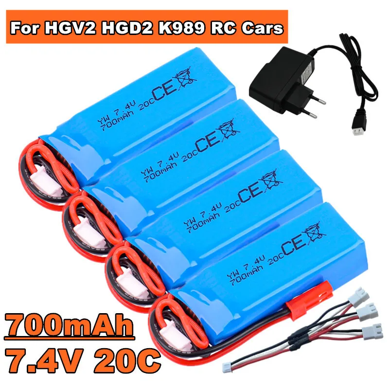 ZYGY 2PCS 7.4V 600mAh 35C 2S Lipo Akku mit Molex Stecker für FMS FCX24