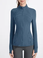 2024 New All Season Women Jacket Solid Stand Up Collar Slim Track Jacket Running Fitness Long Sleeve Zipper Jackets Coat Women 1